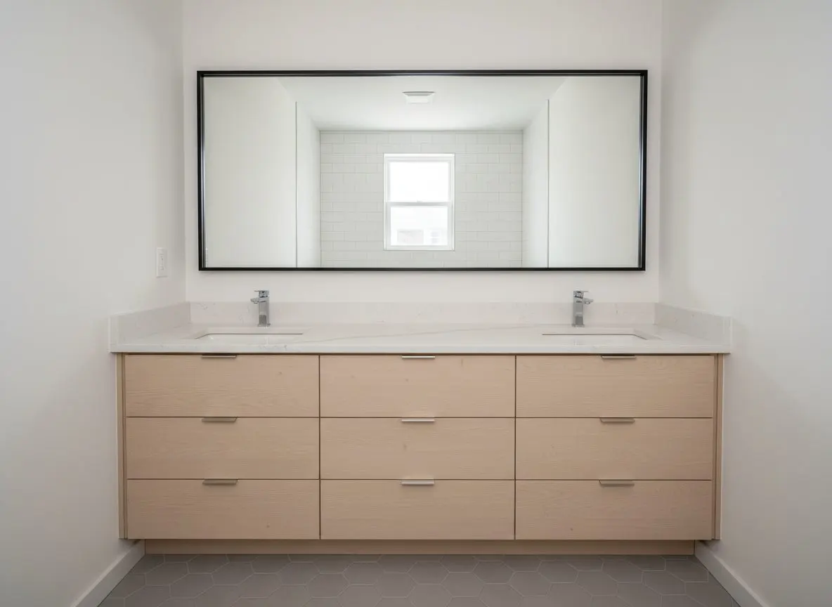Double vanity in a rowhouse bath in Allentown
